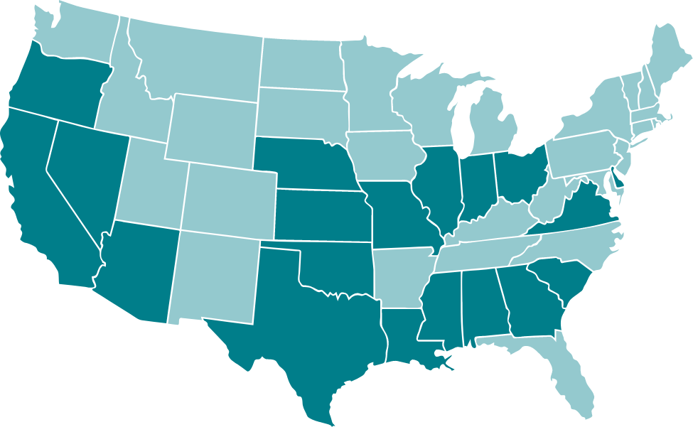 Map of  locations by state