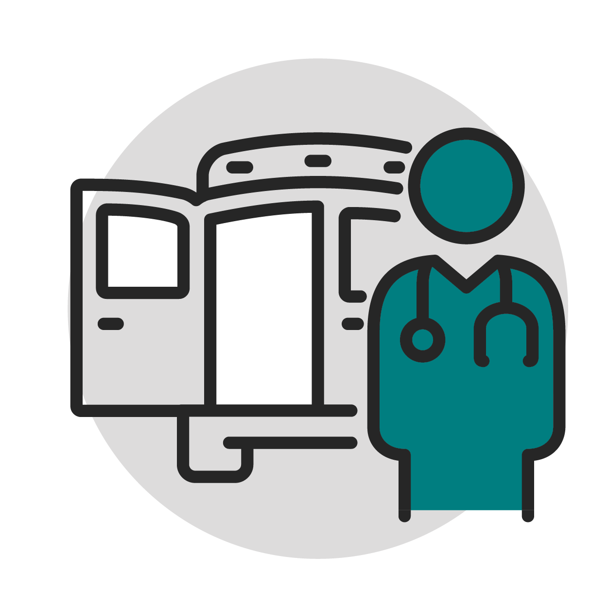 Doctor and ambulance icon
